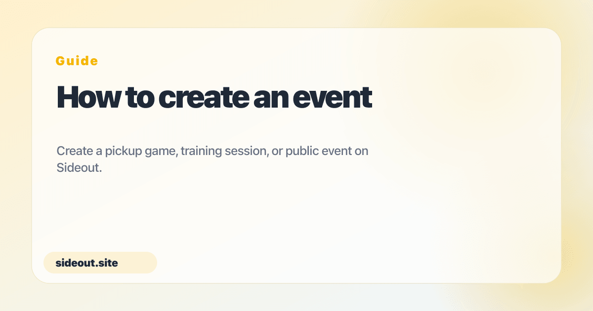How to create an event — Sideout
