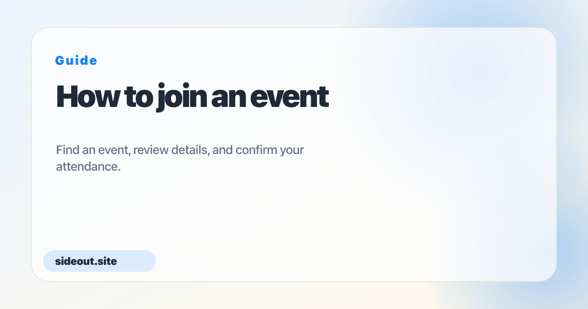 How to join an event — Sideout