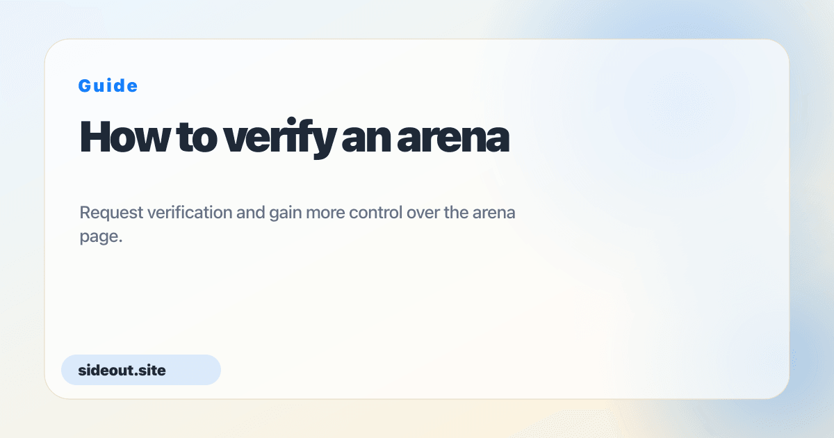 How to claim and verify an arena — Sideout
