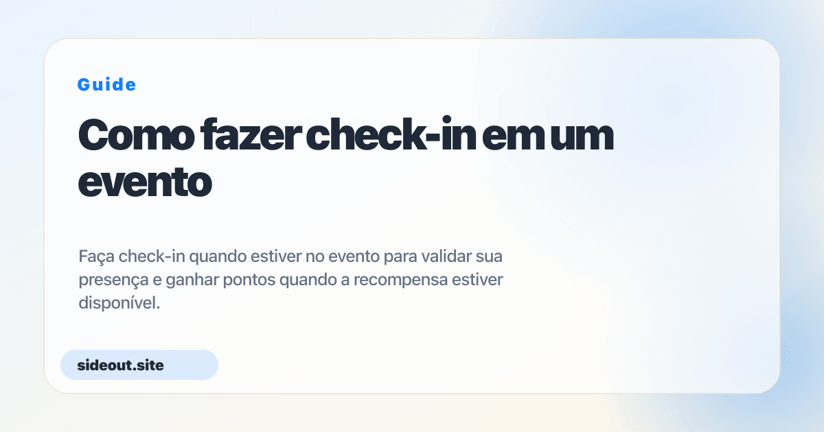 Como fazer check-in em um evento — Sideout