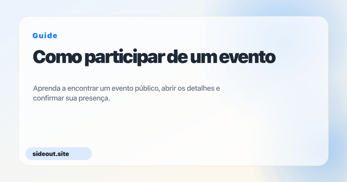 Como participar de um evento — Sideout